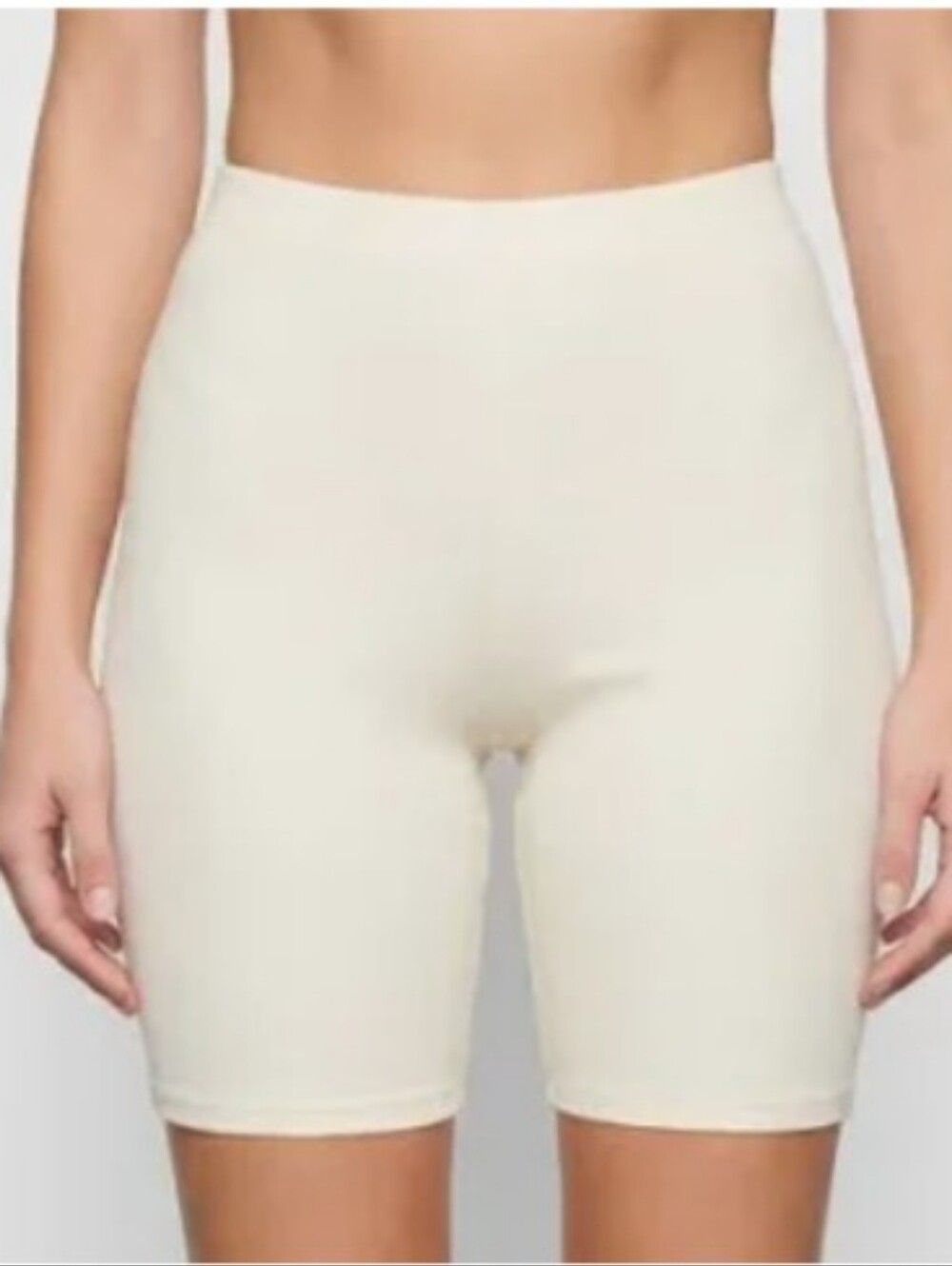 Naked Wardrobe NEW BABY MAMA Cream White High Rise Lined Biker Shorts Legging M